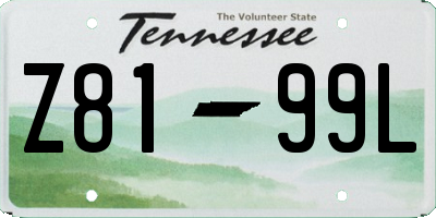 TN license plate Z8199L