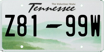 TN license plate Z8199W