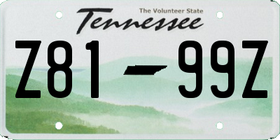 TN license plate Z8199Z