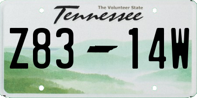 TN license plate Z8314W