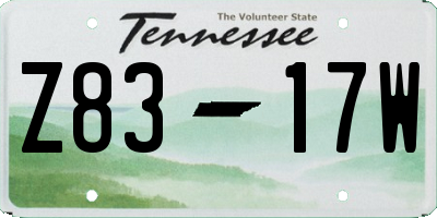 TN license plate Z8317W