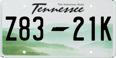 TN license plate Z8321K
