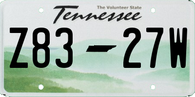 TN license plate Z8327W