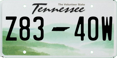 TN license plate Z8340W