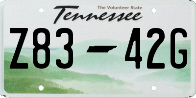 TN license plate Z8342G
