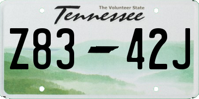 TN license plate Z8342J