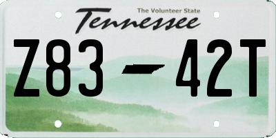 TN license plate Z8342T