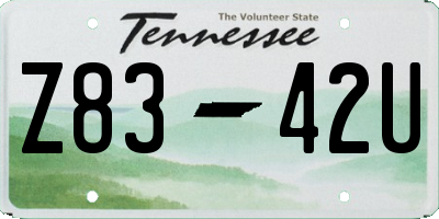 TN license plate Z8342U