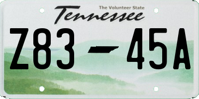 TN license plate Z8345A