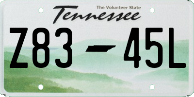 TN license plate Z8345L