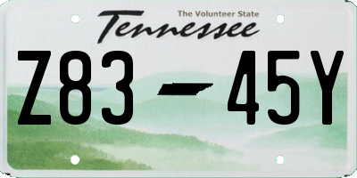 TN license plate Z8345Y