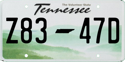 TN license plate Z8347D