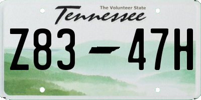 TN license plate Z8347H