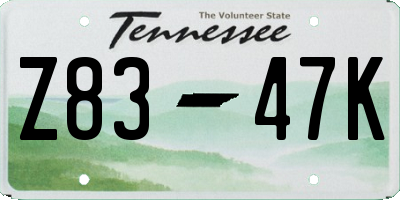 TN license plate Z8347K