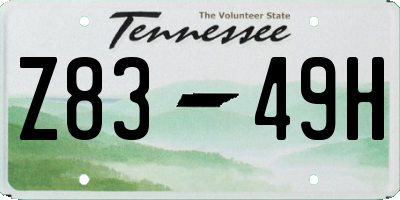 TN license plate Z8349H