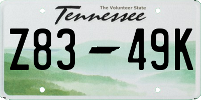 TN license plate Z8349K