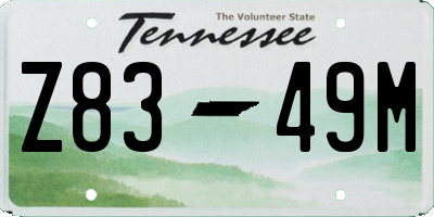 TN license plate Z8349M
