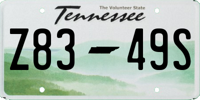 TN license plate Z8349S