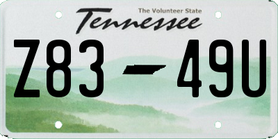 TN license plate Z8349U