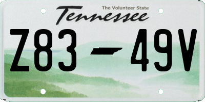 TN license plate Z8349V