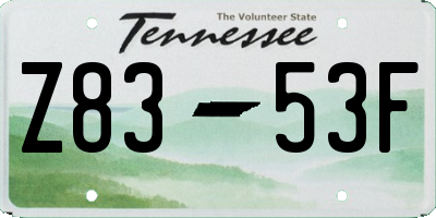 TN license plate Z8353F