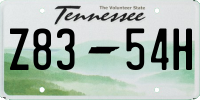 TN license plate Z8354H