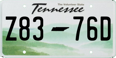 TN license plate Z8376D