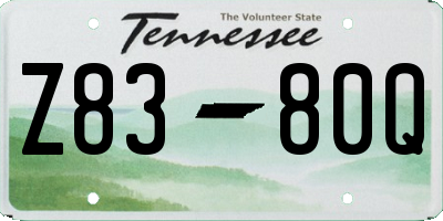 TN license plate Z8380Q