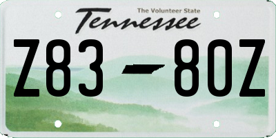 TN license plate Z8380Z