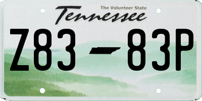 TN license plate Z8383P