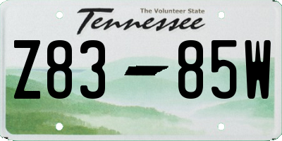 TN license plate Z8385W