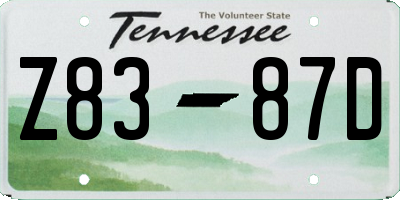 TN license plate Z8387D