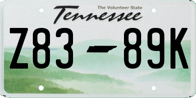 TN license plate Z8389K