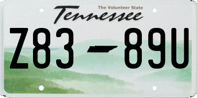 TN license plate Z8389U