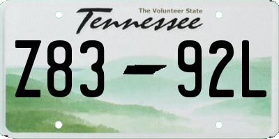 TN license plate Z8392L