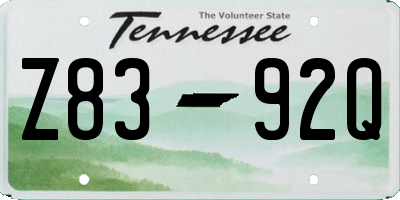 TN license plate Z8392Q