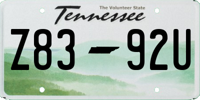 TN license plate Z8392U