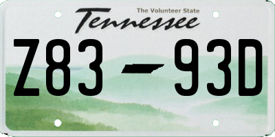 TN license plate Z8393D