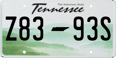 TN license plate Z8393S