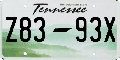 TN license plate Z8393X