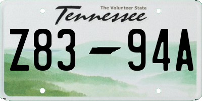 TN license plate Z8394A