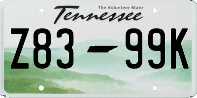 TN license plate Z8399K