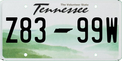 TN license plate Z8399W