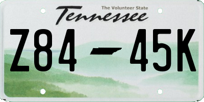 TN license plate Z8445K