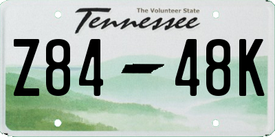 TN license plate Z8448K