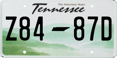 TN license plate Z8487D