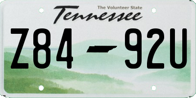 TN license plate Z8492U