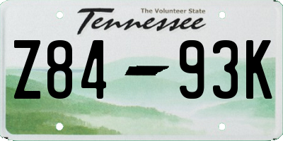 TN license plate Z8493K