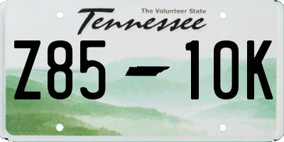 TN license plate Z8510K