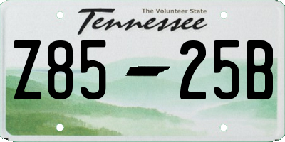 TN license plate Z8525B